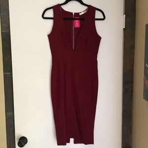 NWT 🌹 A’GACI Maroon Structured Dress